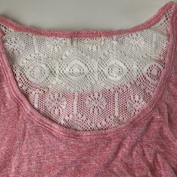 Faded Glory Heather Pink Crotchet / Lace Hem & Back Top XL - Picture 9 of 11